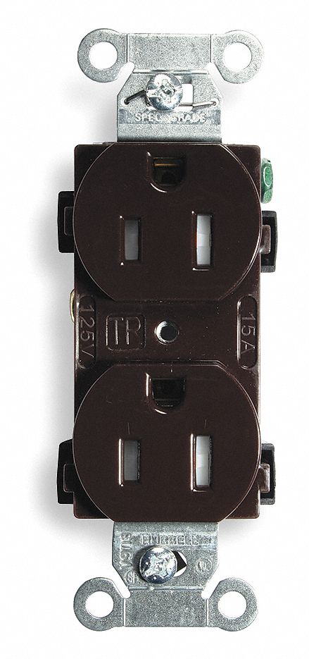 Receptacle Brown 15 A 2P3W Side 1PK