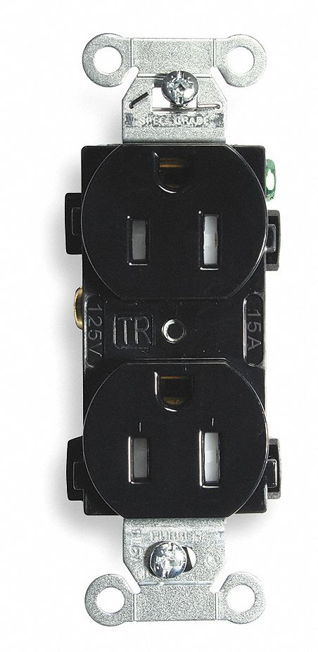 Receptacle Black 15 A 2P3W Side 1PK