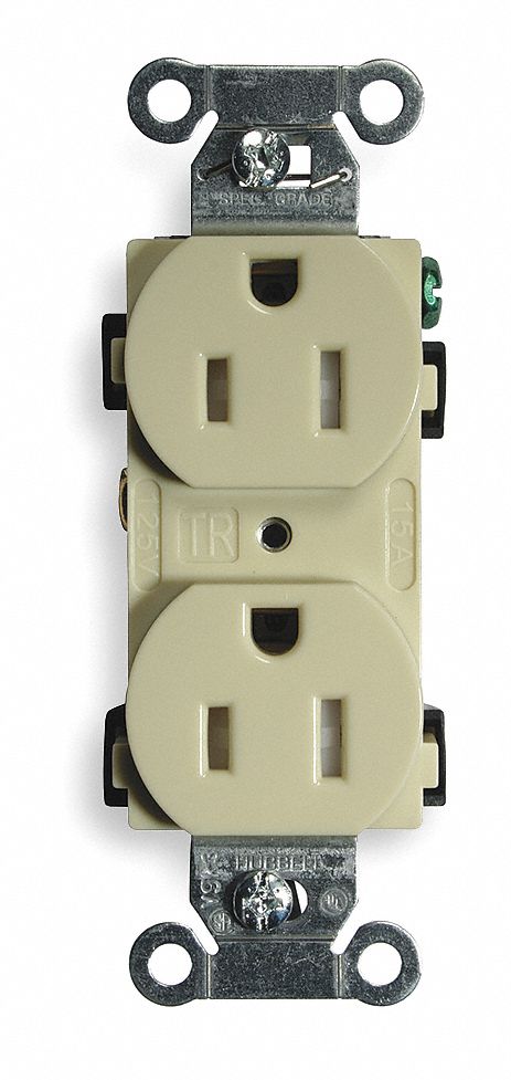 Receptacle Ivory 15 A 2P3W Side 1PK