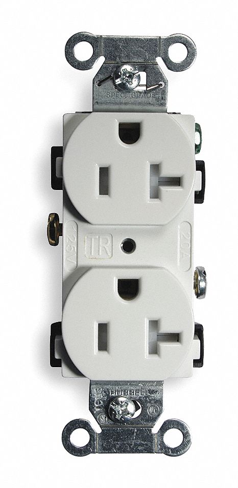 Receptacle White 20 A 2P3W Side 1PK