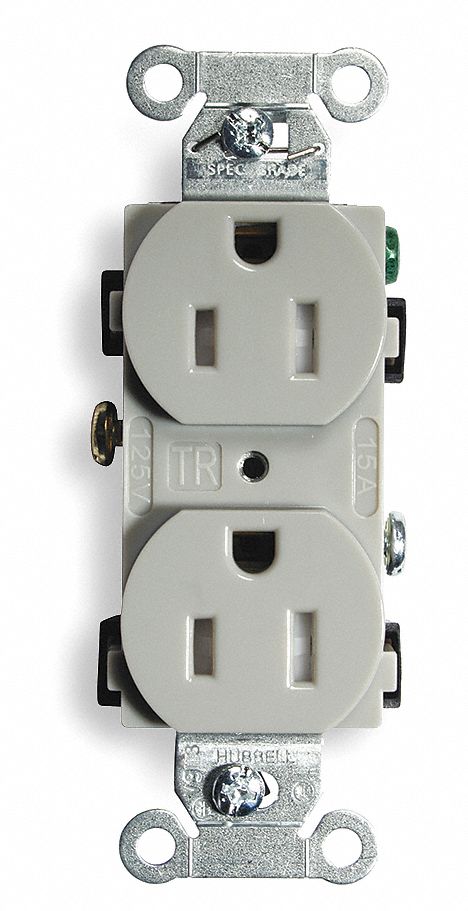 Receptacle Gray 15 A 2P3W Back Side 1PK
