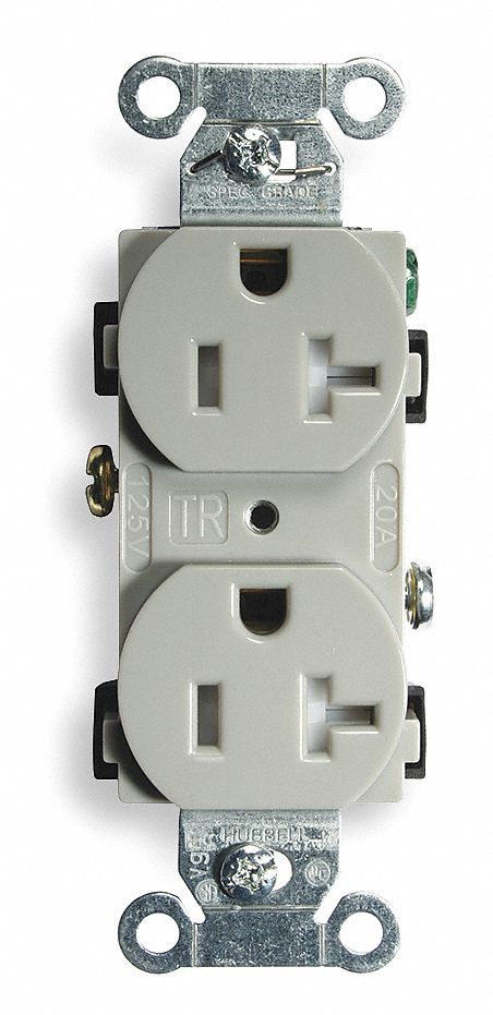 Receptacle Gray 20 A 2P3W Back Side 1PK