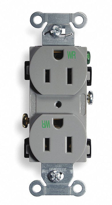 Receptacle Gray 15 A 2P3W Back Side 1PK