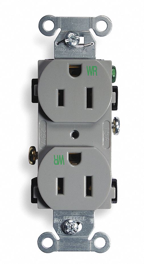 Receptacle Gray 15 A 2P3W Back Side 1PK