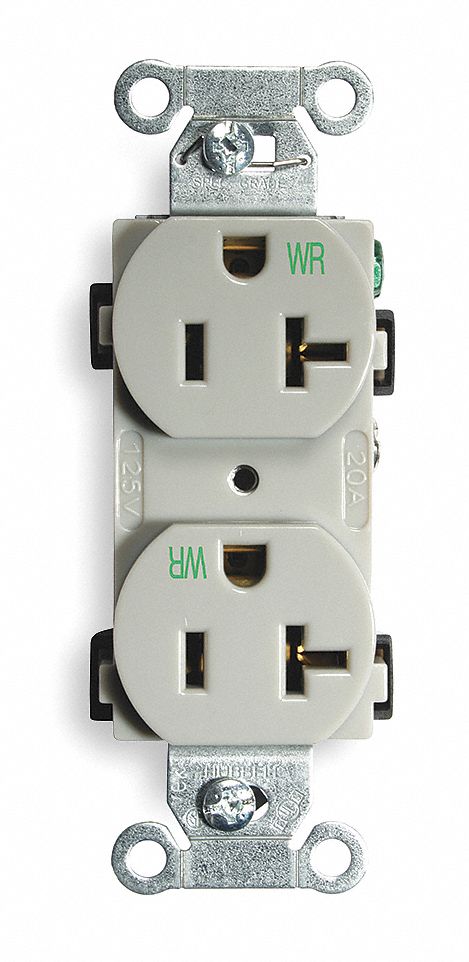 Receptacle Gray 20 A 2P3W Back Side 1PK