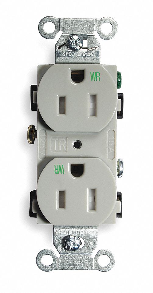 Receptacle Gray 15 A 2P3W Back Side 1PK
