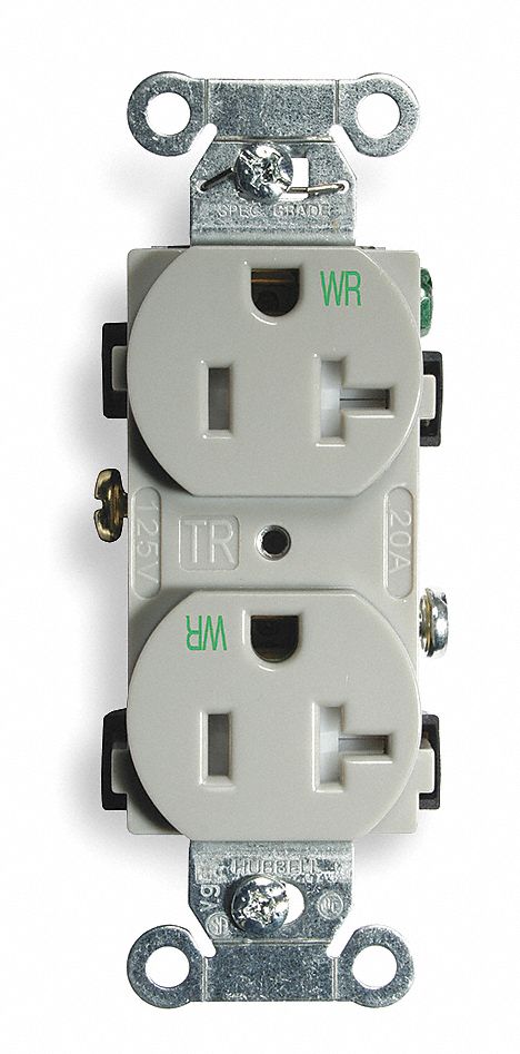 Receptacle Gray 20 A 2P3W Back Side 1PK