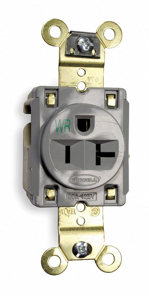 Receptacle Gray 20 A 2P3W Back Side 1PK