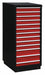 ModDrwrCab 62 x29 x28 Blk/Red 13Drwr