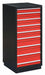 ModDrwrCab 62 x27.75 x28 Blk/Red 9Drwr