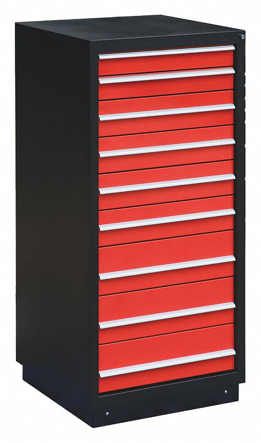 ModDrwrCab 62 x27.75 x28 Blk/Red 9Drwr