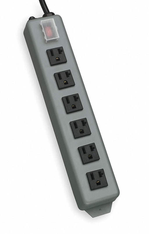 Outlet Strip Gray 12-1/2 in 6 Outlets