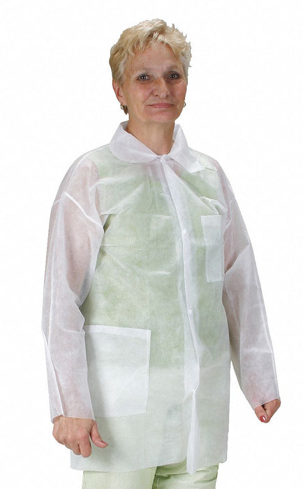 D2182 Lab Coat M White PP PK25