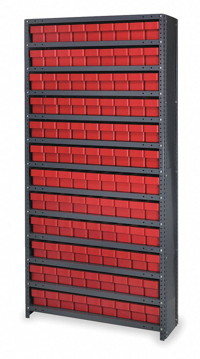 D5598 Enclosed Bin Shlvng 18x75x36in Red