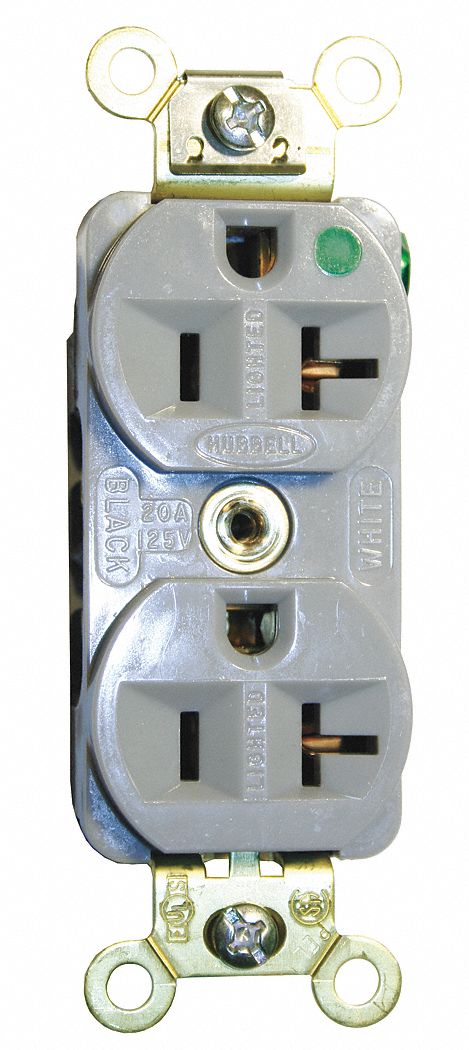 Receptacle Gray 20 A 2P3W Back Side 1PK
