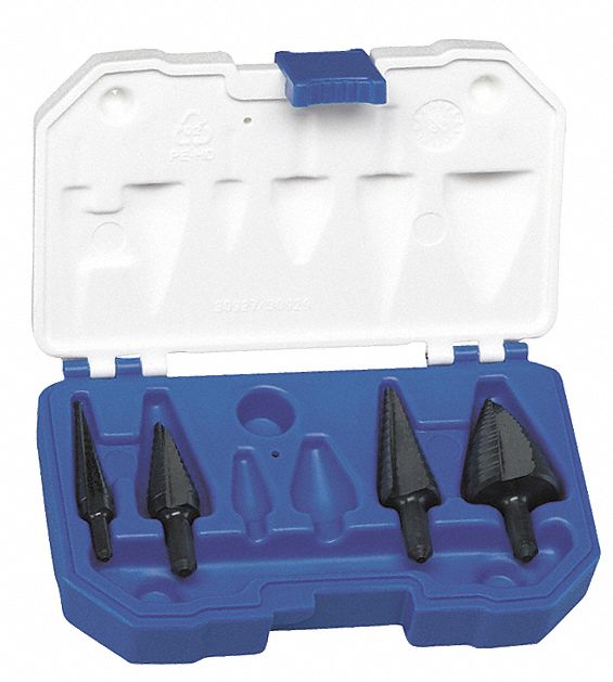 Step Drill Bit Set HSS 1/8-1-3/8 In 4 pc