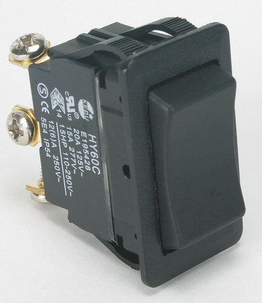 RockSwtch NoLen/Lamp Blk MomOn/Off/MomOn