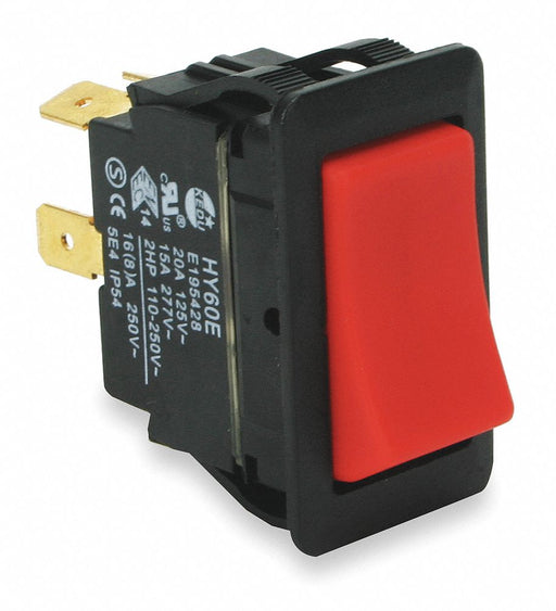 RockerSwtch NoLens/Lamp Red MomOn/Off