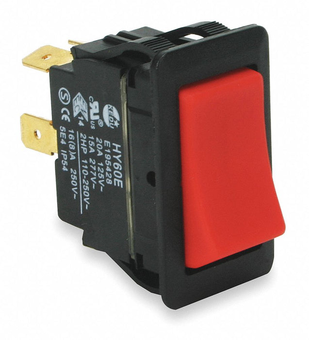RockerSwtch NoLens/Lamp Red MomOn/Off