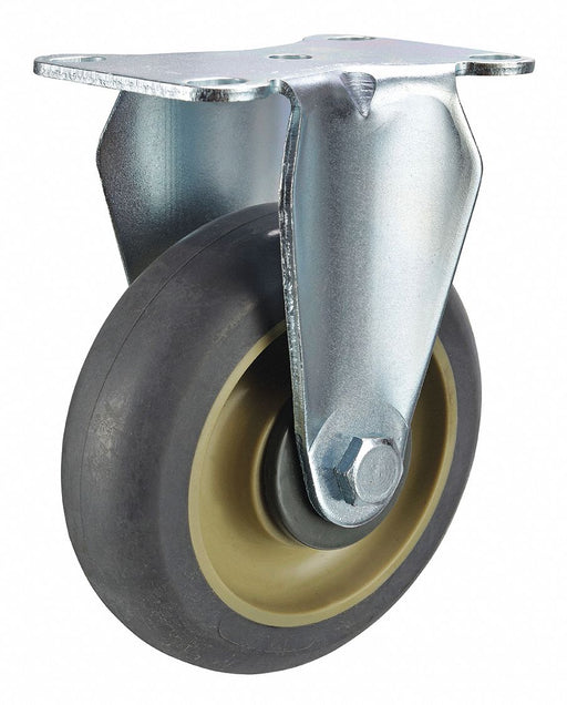 Plate Caster Rigid Rubber 5 1/8 H