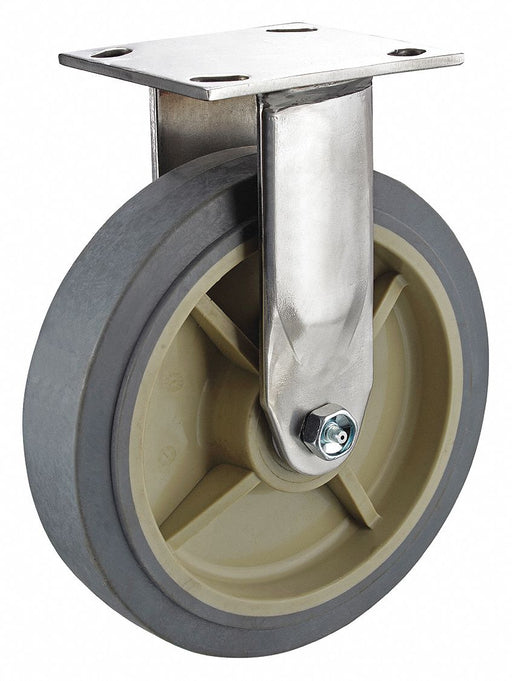 Plate Caster Rigid Rubber 7 1/2 H