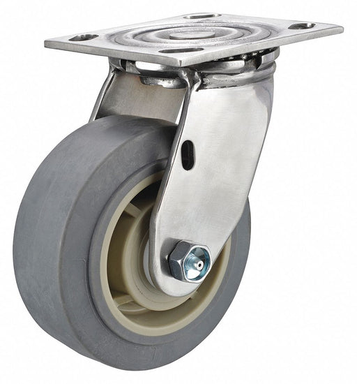 Plate Caster Swivel Rubber 6 1/2 H