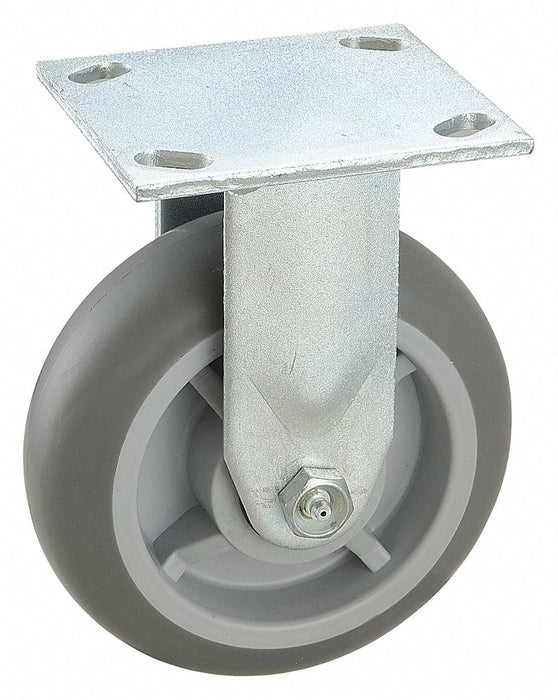 Plate Caster Rigid Rubber 7 1/4 H