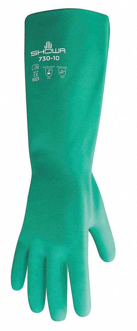 D0505 Chemical Resistant Gloves Green Sz 7 PR