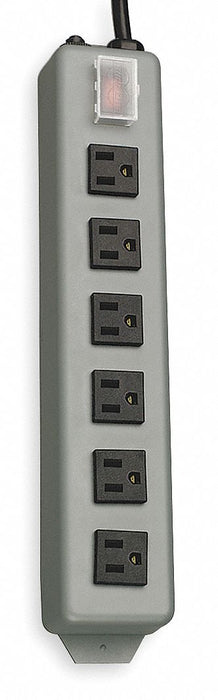 Outlet Strip Gray 12-1/2 in 6 Outlets