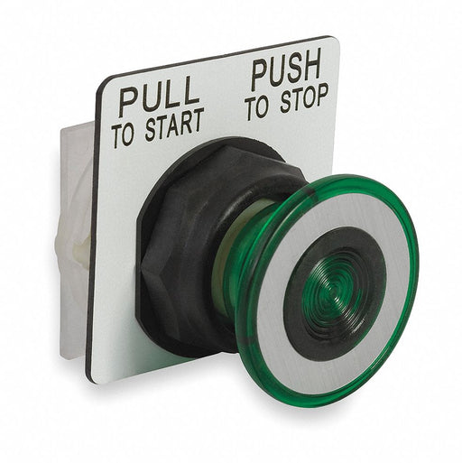 H4526 Mushroom Head Push Button Green 30mm