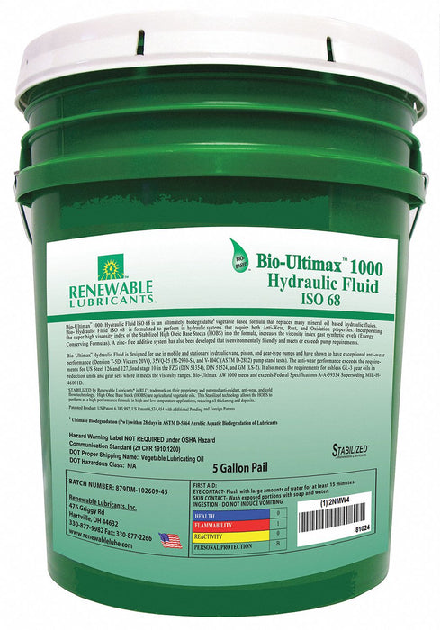 Hydraulic Oil Bio Ultimax 1000 5 Gal 68