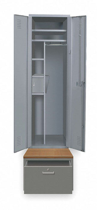Wardrobe Locker Gray 3 Compartments