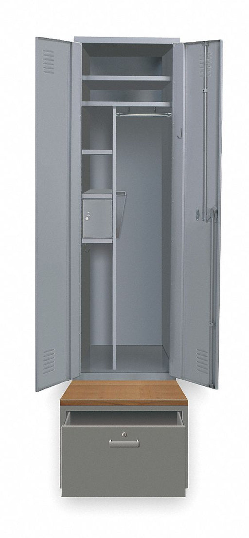Wardrobe Locker Gray 3 Compartments