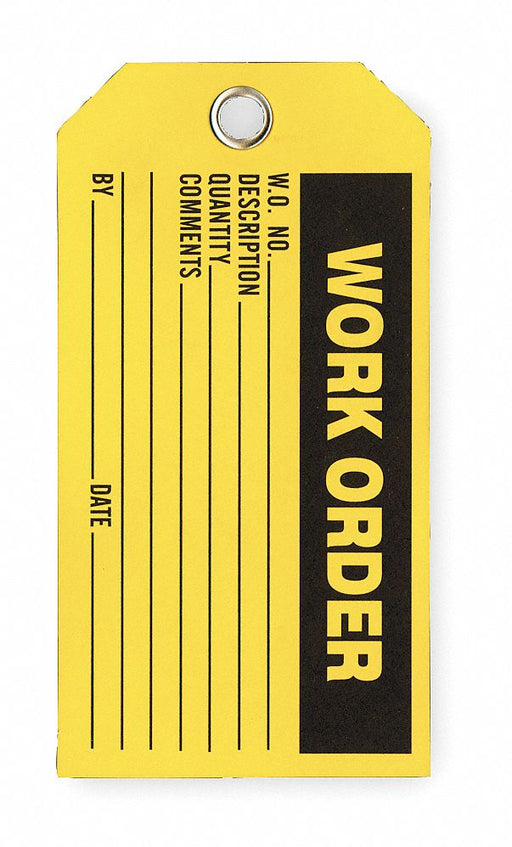Work Ord Tag 3 x 5-3/4 In Bk/Yel PK100
