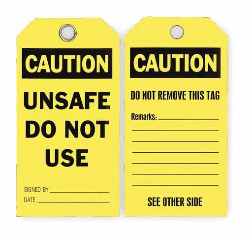 Caution Tag 5 3/4in H 3in W Polyest PK25