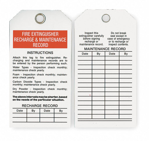 Fire Extinguisher Tag PET 3 x5.75 PK25