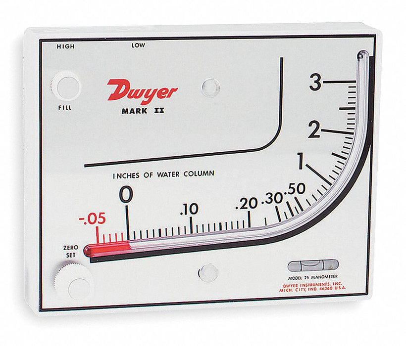 Manometer Inclined Vertical 3in wc Red