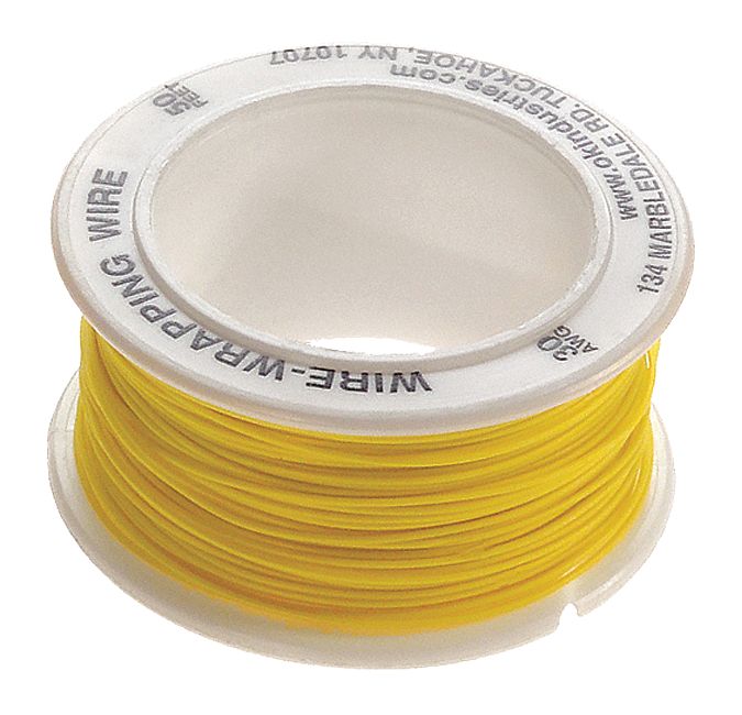 SpooledWrappingWire 30AWG Yellow 50ft