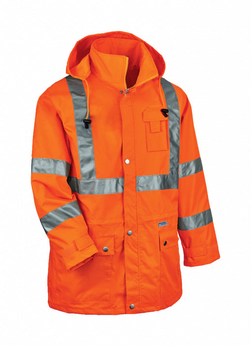 D2323 Rain Jacket w/Hood Hi-Vis Orange 5XL