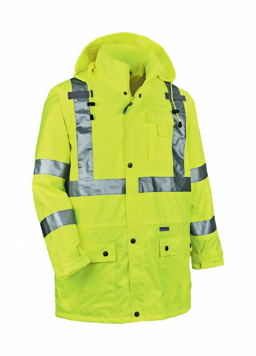 D2323 Rain Jacket w/Hood Hi-Vis Lime S