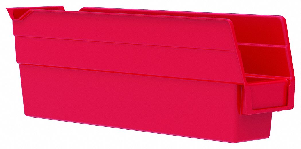 F8465 Shelf Bin Red Indstr Grd Poly 4 in