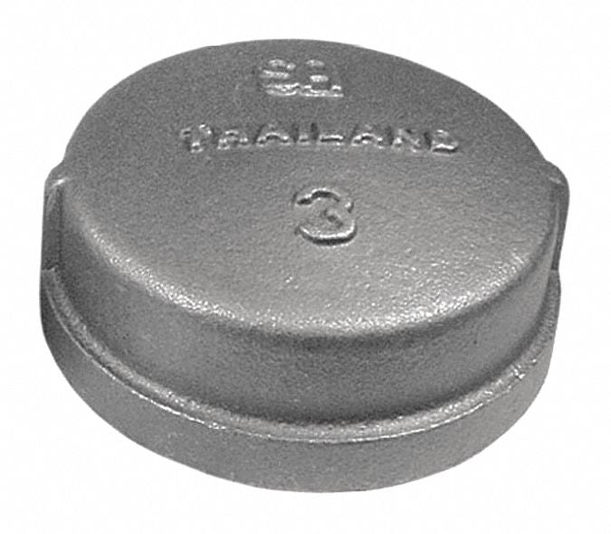 Round Cap Malleable Iron 3 in FNPT