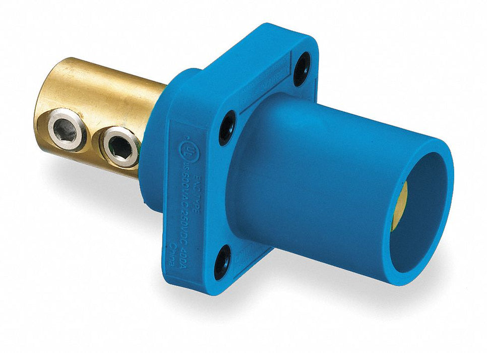 Recpt Blue Male Double Set Screw 400 A