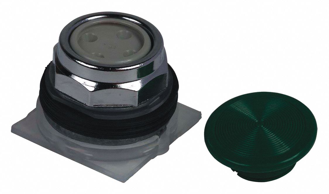 Mushroom Head Push Button Green 30mm