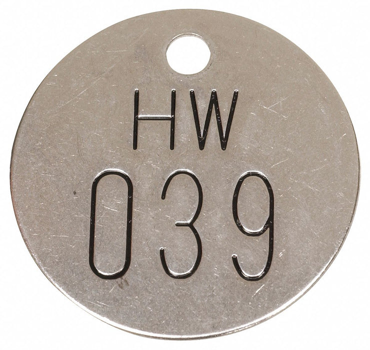 Numbered Valve Tag Silver PK25
