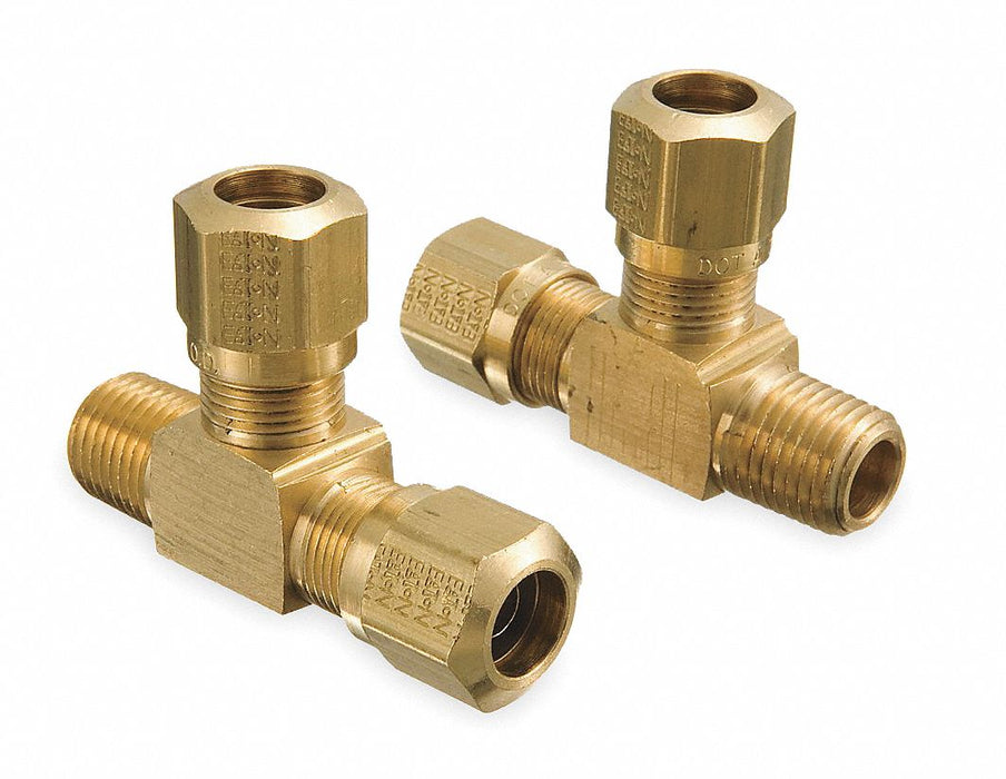 Tee Brass Comp3/8 Comp3/8 MNPT3/8 
