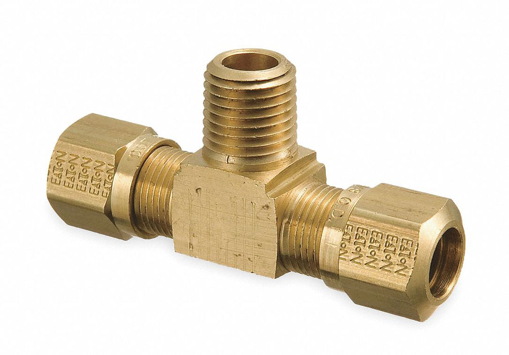 Tee Brass Comp1/2 Comp3/8 MNPT3/8 