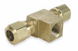 Tee Brass Comp3/8 Comp3/8 FNPT1/4 