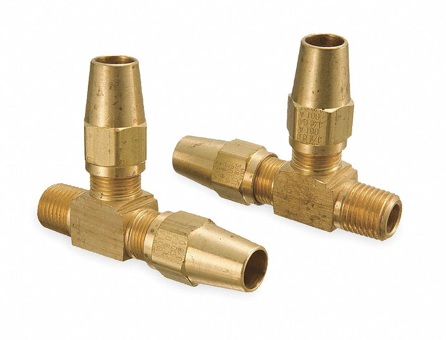 Tee Brass Comp3/8 Comp1/4 MNPT1/4 