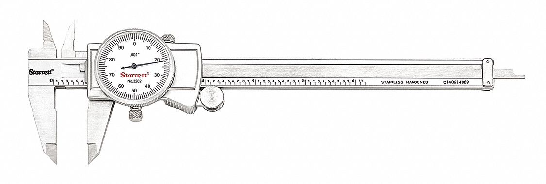 N1173 Dial Caliper w/Case 6 In White